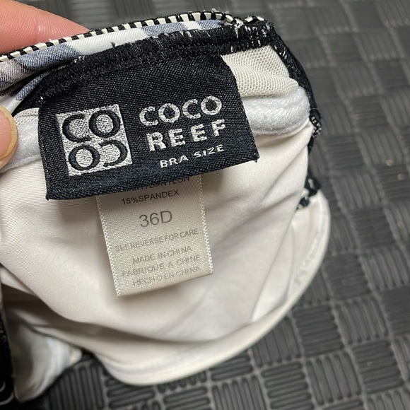 the coco reef black, white, gray swirl pattern one size bathing suit size 36D - Picture 9 of 12
